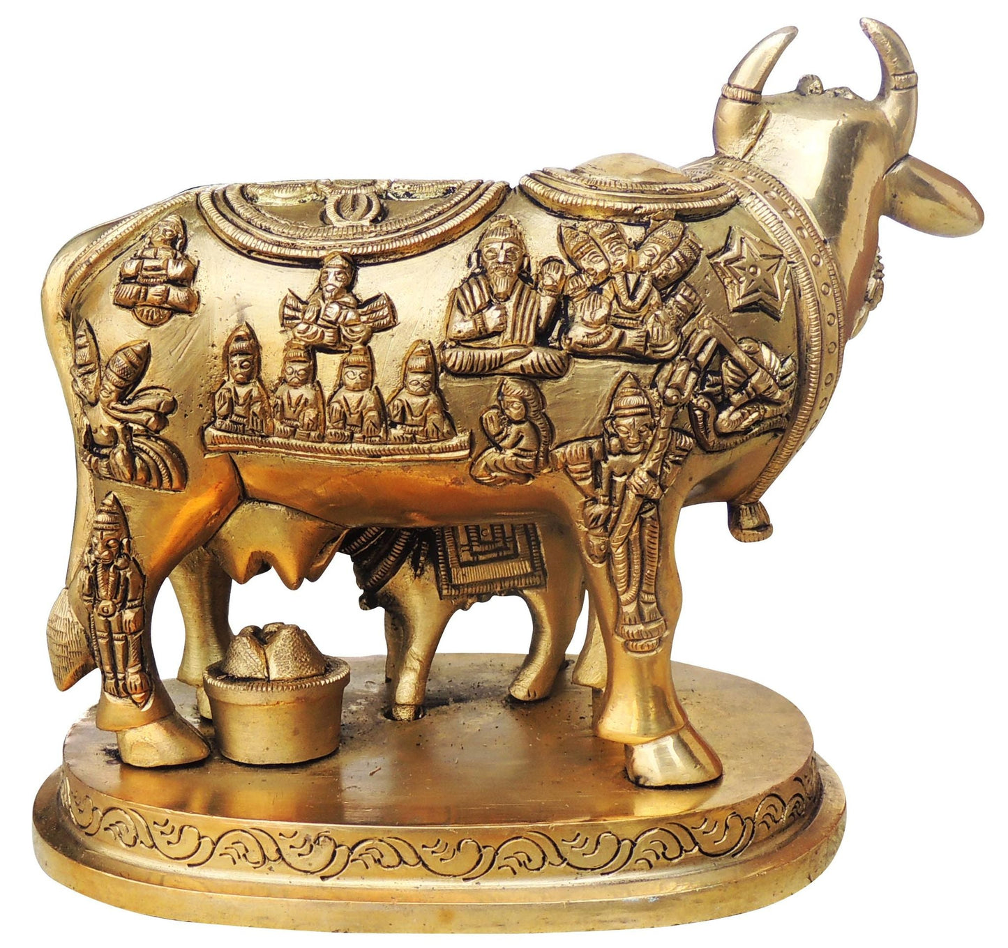 Brass Cow With Calf Statue