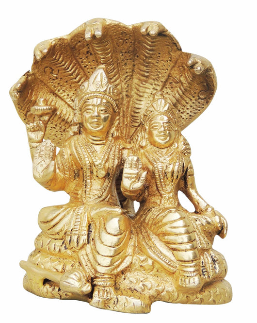 Brass Laxmi Naraine With Sheshnaag Statue