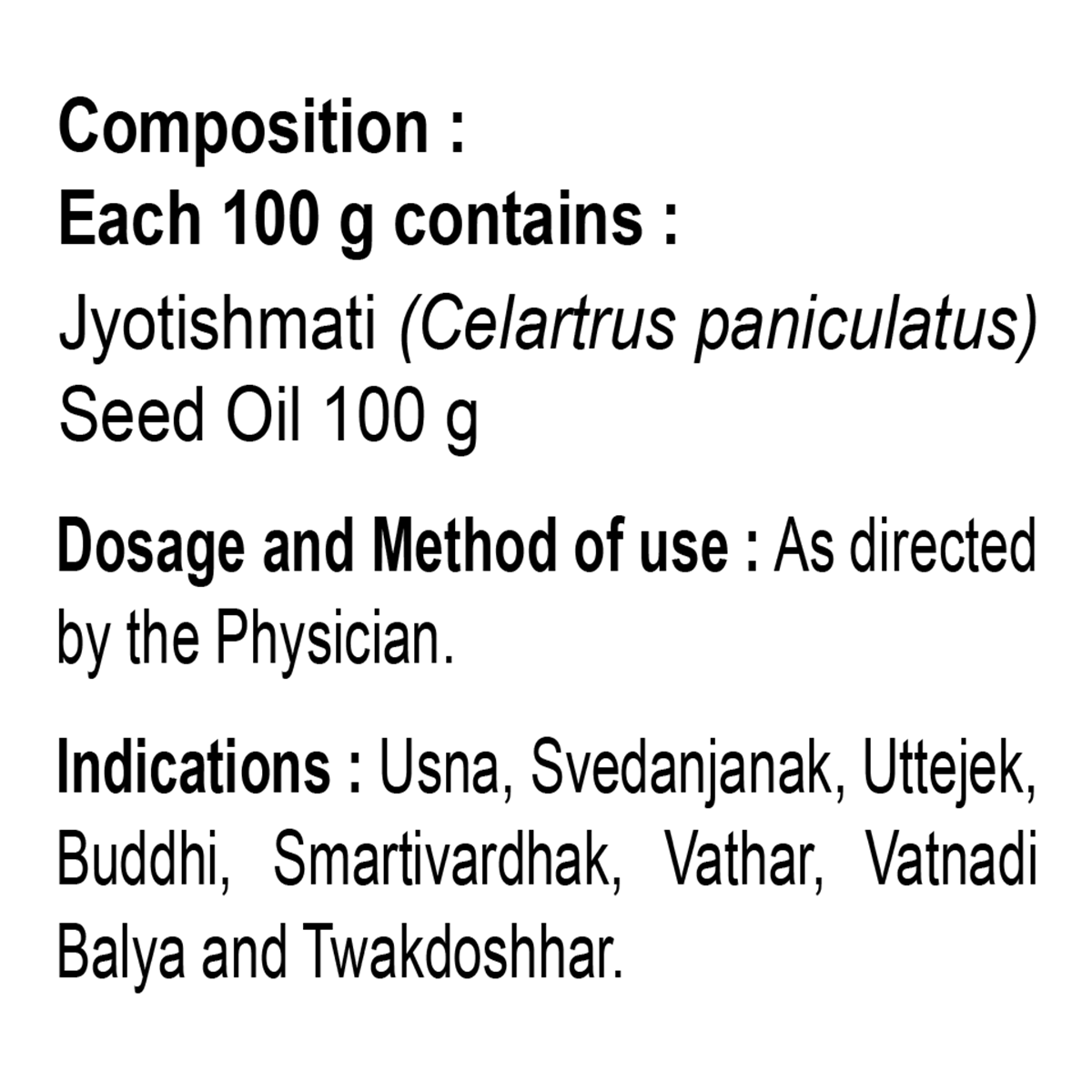 Divya Jyotishmati Taila (Virgin)
