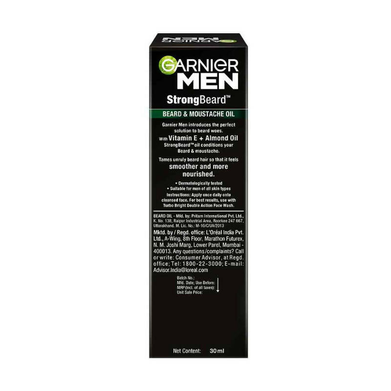 Garnier Men Beard and Moustache Oil With Vitamin E And Almond Oil