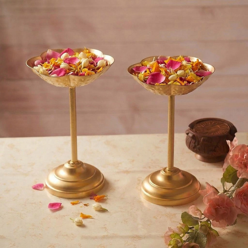 Flower Shaped Urli Stand Set - Aksharveda
