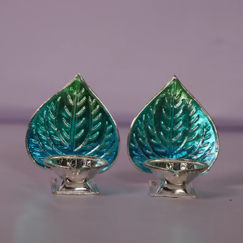 Pure Silver Betel Leaf Pattern Fancy Diya 20.5g - PUSHMYCART