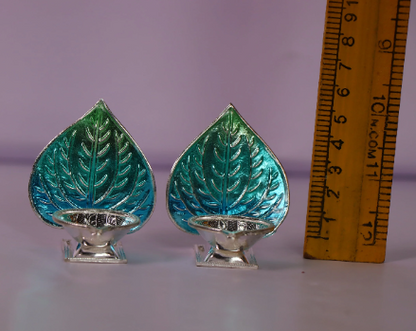 Pure Silver Betel Leaf Pattern Pair