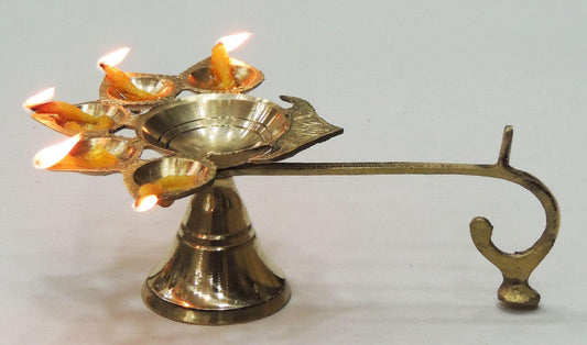 Brass Table Oil Lamp Deepak 5 Wicks