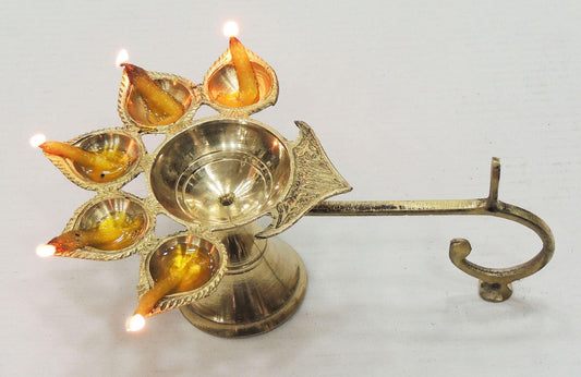 Brass Table Oil Lamp Deepak 5 Wicks