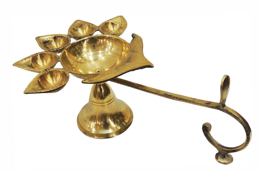 Brass Table Oil Lamp Deepak 5 Wicks