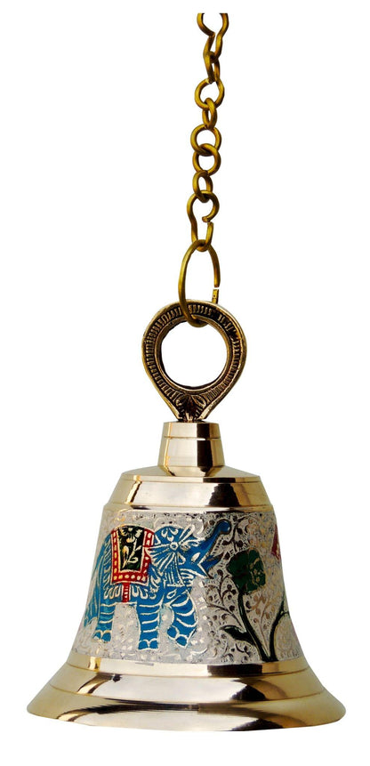 Brass Hanging Pooja Bell White Color