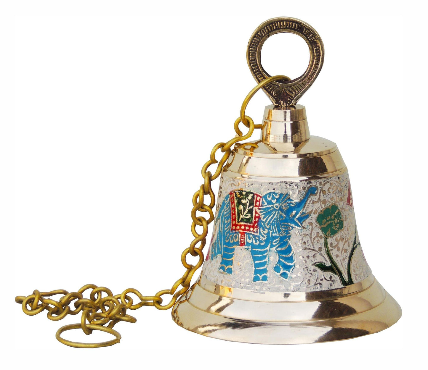 Brass Hanging Pooja Bell White Color