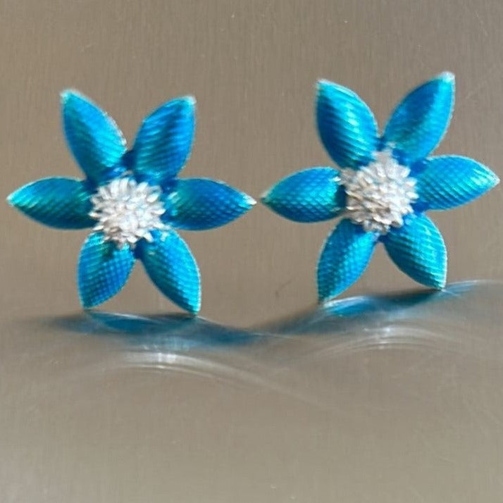 Pure Silver Enamel Blue Flowers 5g (Pack of 2) - PUSHMYCART