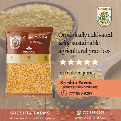 Sreshta farms Organic Toor Dal (Kandi Pappu) 