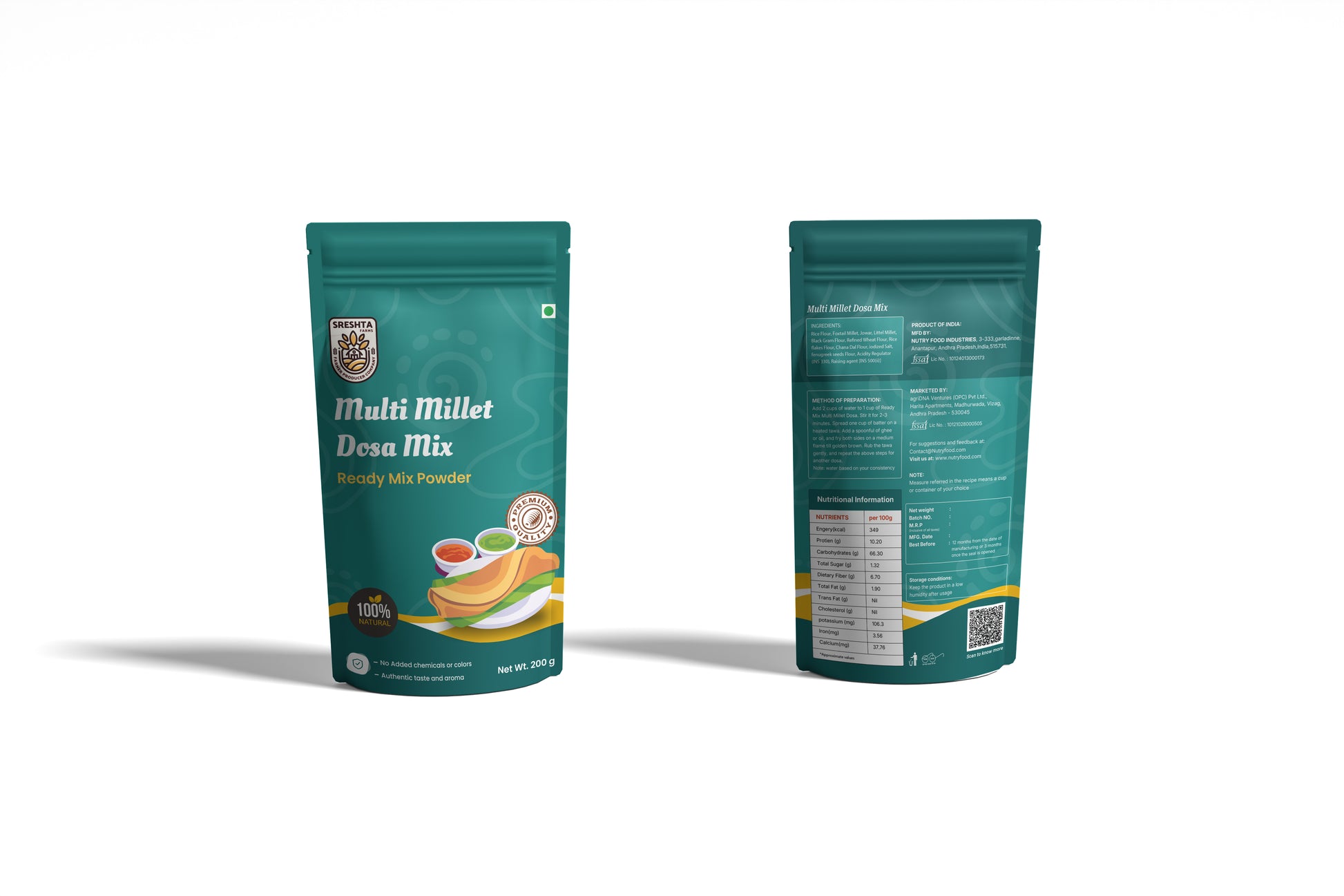 Sreshta farms Instant Multi Millet Dosa Mix Powder