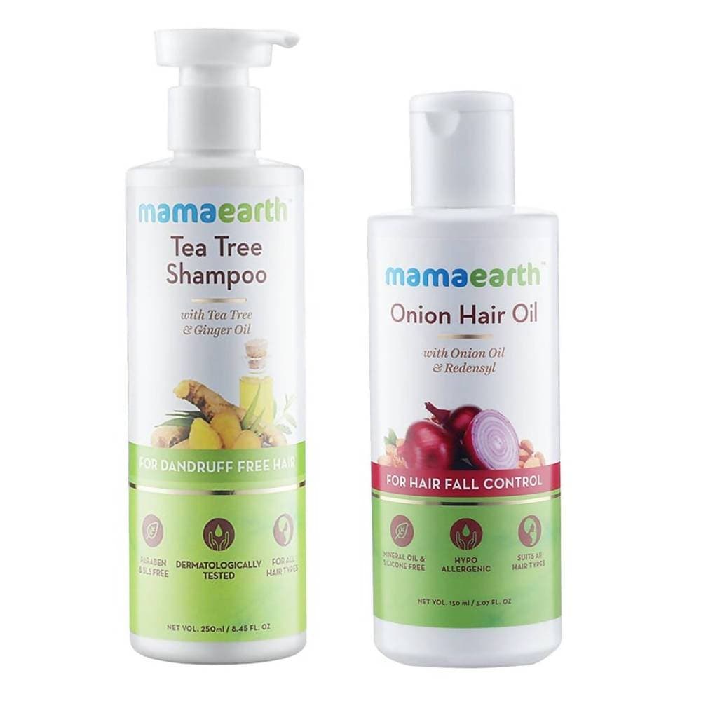 Mamaearth Tea Tree Shampoo and Onion Hair Oil