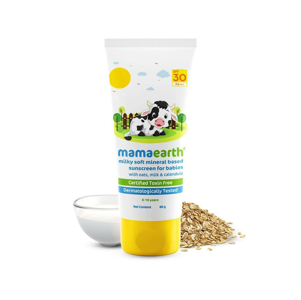 Mamaearth Milky Soft Mineral Based Sunscreen SPF 30 and PA+++ With Oats Milk and Calendula