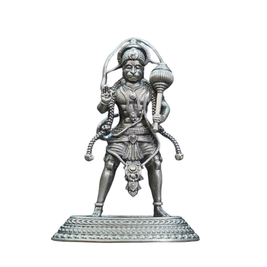 Mahita Collections Pure Silver Antique Hanuman Standing With Gaja 29.37G