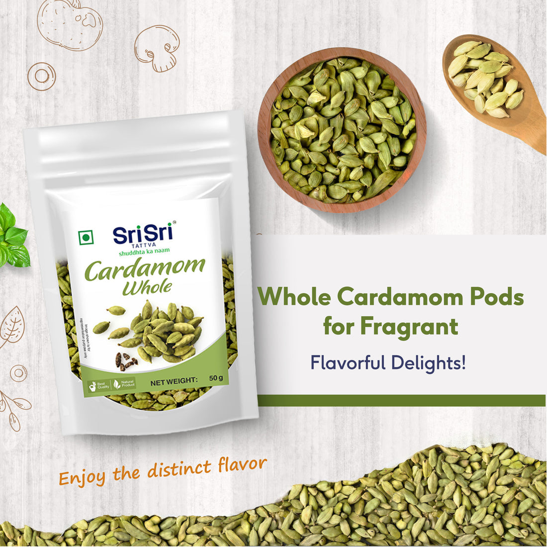 Sri Sri tattva Cardamom Whole - PUSHMYCART