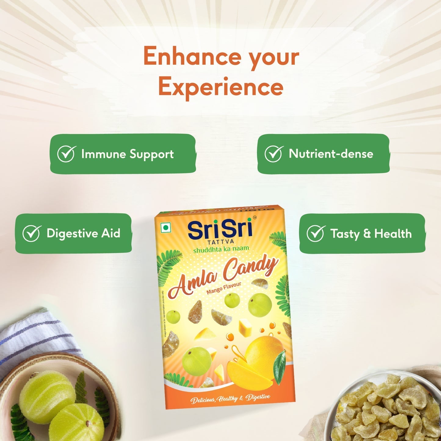 Sri Sri Tattva Amla Candy Mango 400g - PUSHMYCART