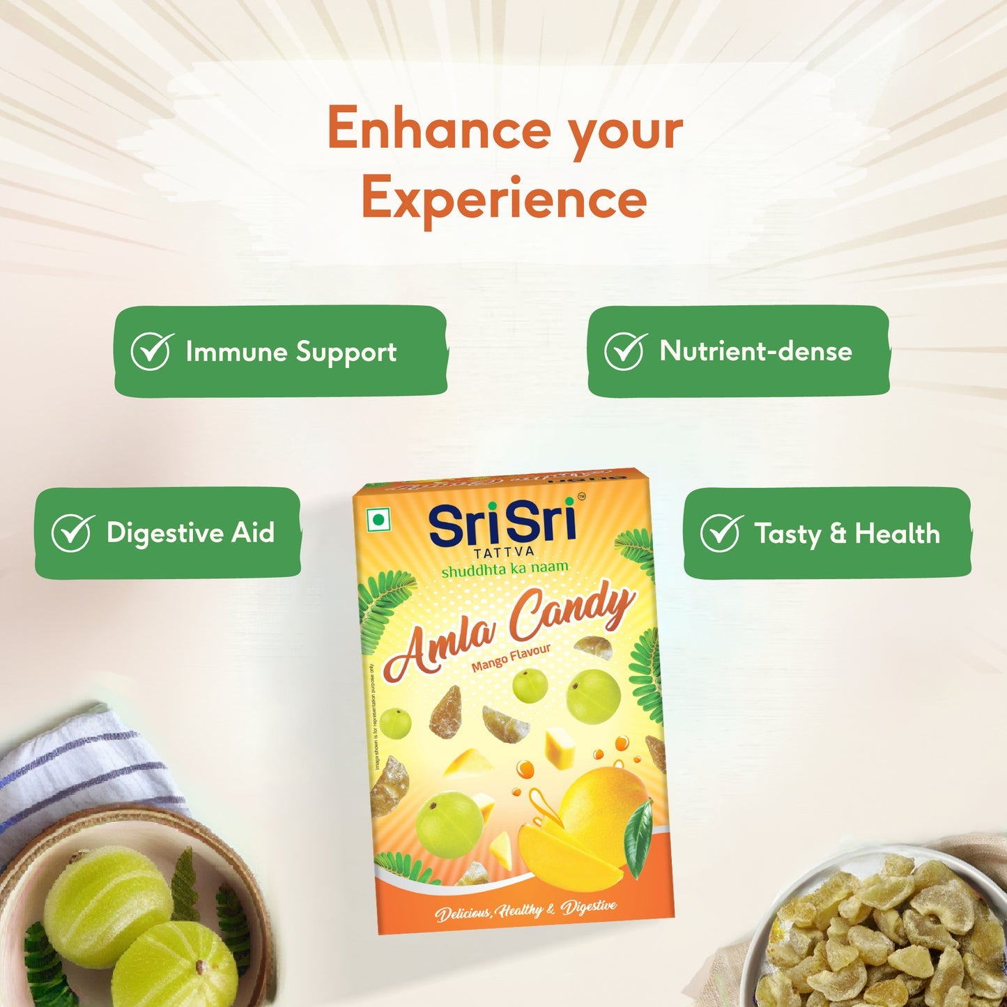 Sri Sri Tattva Amla Candy - Mango Flavoured -Delicious Healthy & Digestive