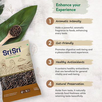 sri sri tattva black pepper whole kali mirch - PUSHMYCART