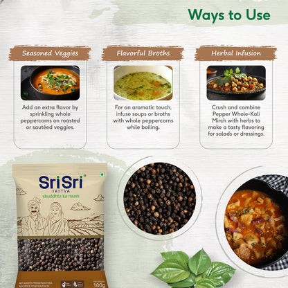 sri sri tattva black pepper whole kali mirch - PUSHMYCART