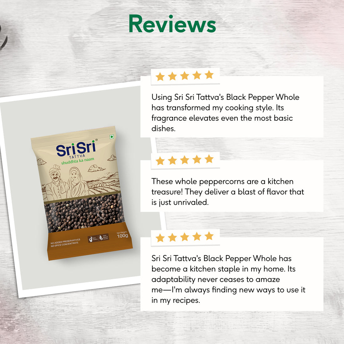 sri sri tattva black pepper whole kali mirch - PUSHMYCART