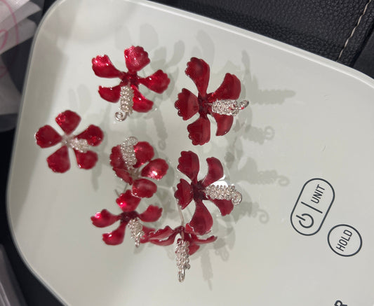 Pure Silver Red Hibiscus Flowers 7g - PUSHMYCART