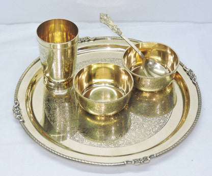 Pure Brass Thali Set 5 Pcs