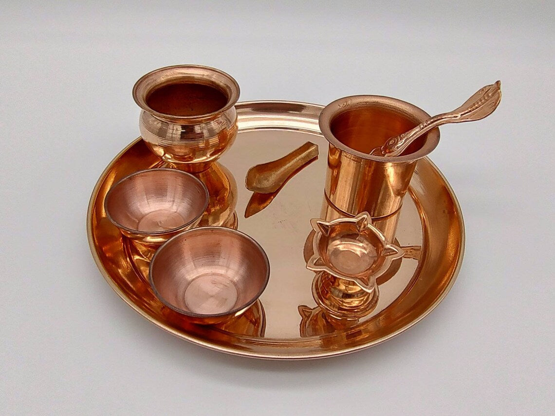 Pooja Thali Set in Copper