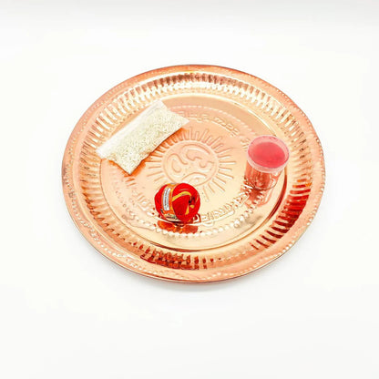 Pure Copper 8 Pcs Pooja Thali Set