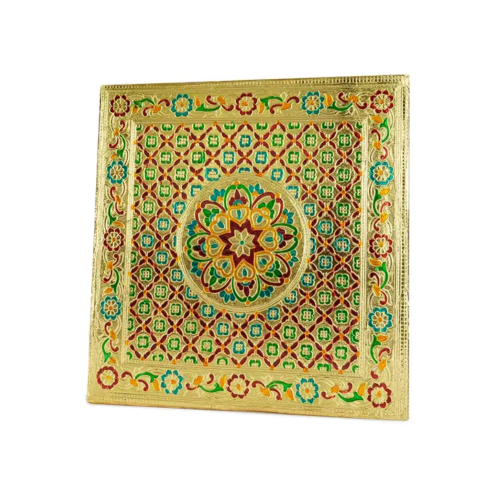 Angled top view of pooja chowki design