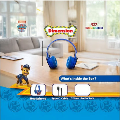 Wembley Paw Patrol Chase Bluetooth Headphones with Mic