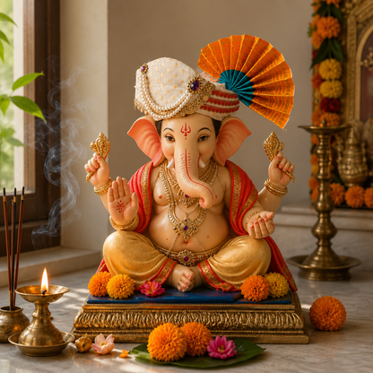 HALDI MEHENDI SHAADI Ganpati Mukut White