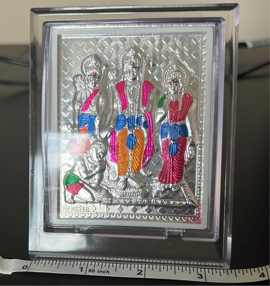 Pure Silver Foil Ram Parivar Picture Frame 4” 99% purity