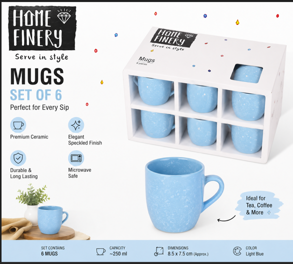 Home Finery Mugs set of 6