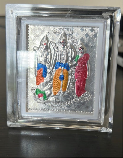 Pure Silver Foil Ram Parivar Picture Frame