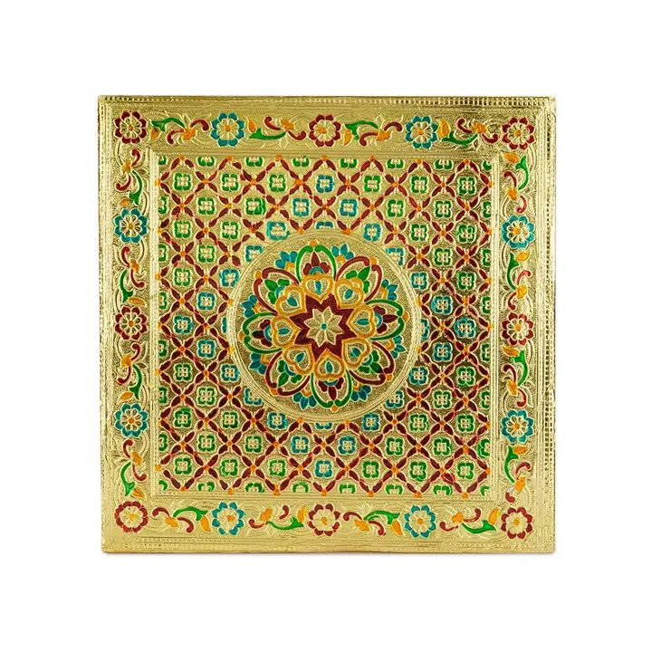 Top view of multicolour pooja chowki