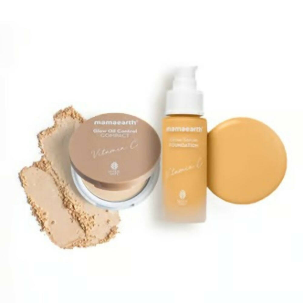 Mamaearth Glow Serum Foundation + Glow Oil Control Compact Combo | Ivory Glow
