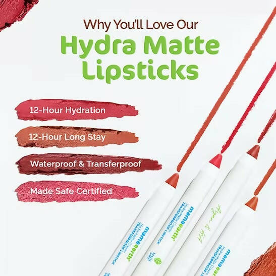 Mamaearth Hydra|Matte Crayon Transferproof Lipstick Macaroon Pink