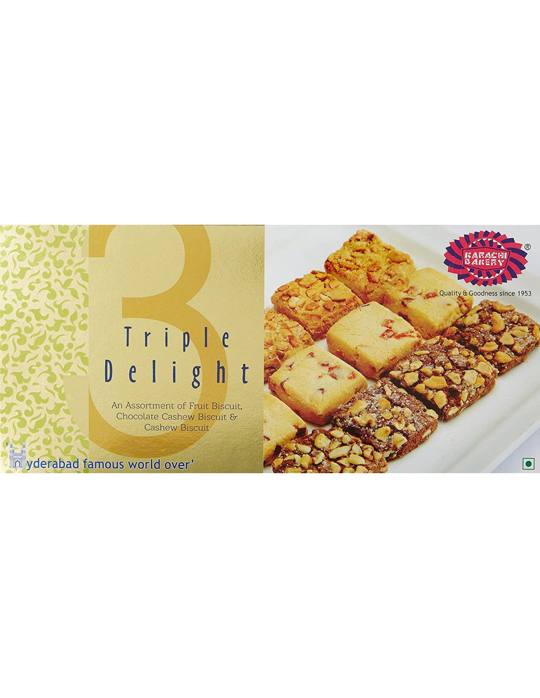 Karachi Bakery Triple Delight Fruit Biscuit with Chocolate and Cashew - PUSHMYCART