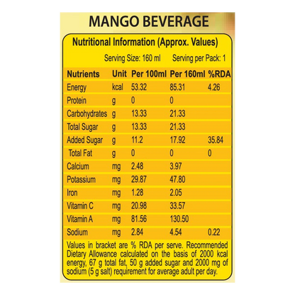 Patanjali Natural Mango Beverage (Tetrapack)