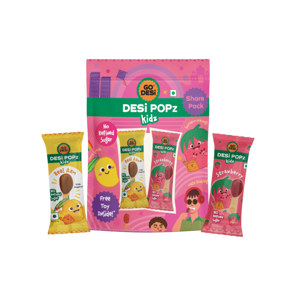 GO DESi Real Aam & Strawberry Lollipop Candy with Free Toy