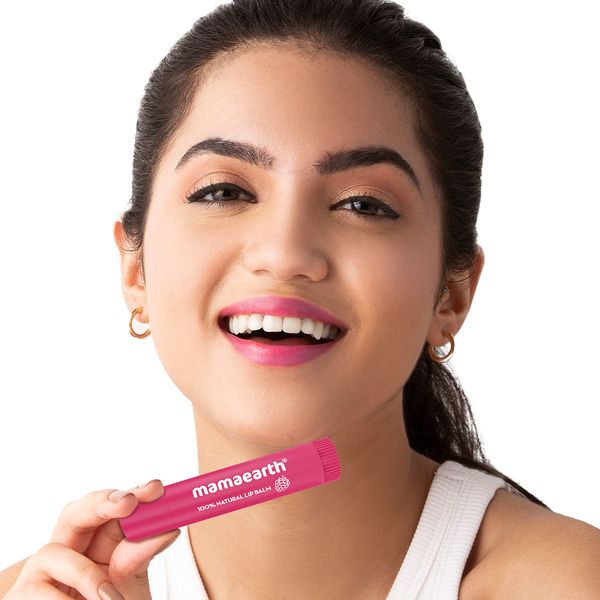 Mamaearth Vitamin E and Raspberry Tinted 100% Natural Lip Balm