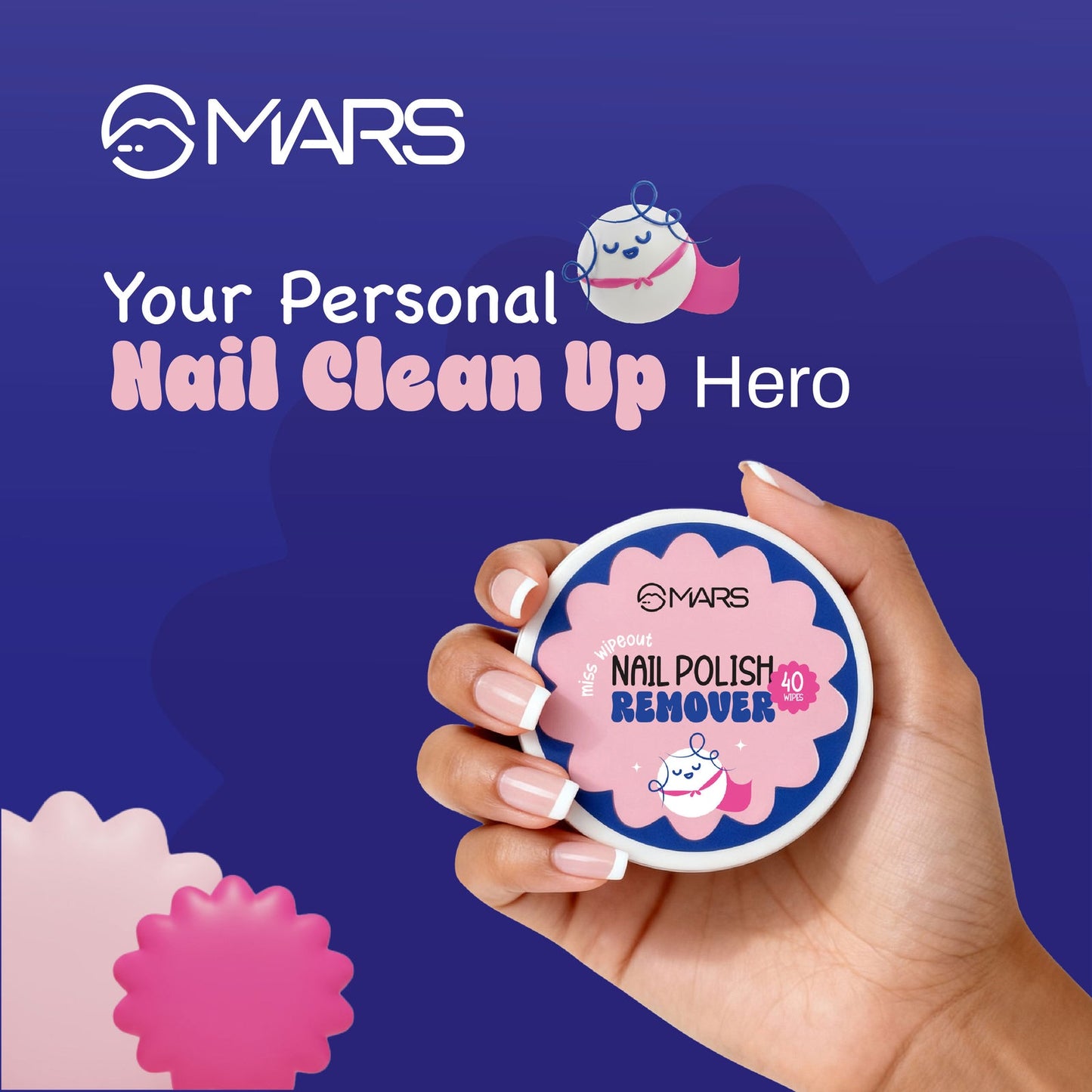 Mars Miss Wipe out| Acetone-Free Nail Polish Remover Wipes