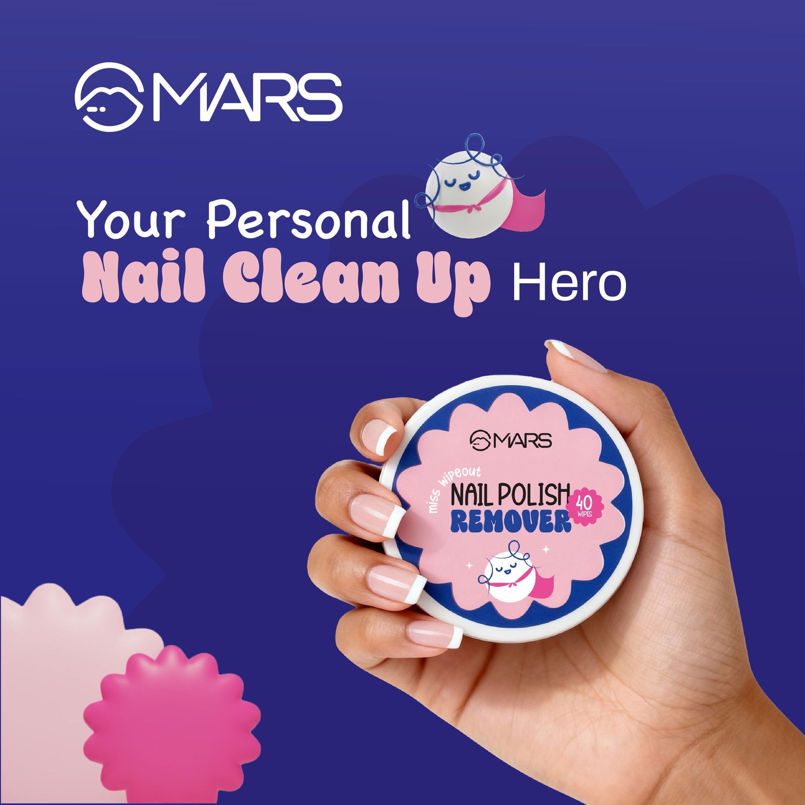 Mars Miss Wipe out| Acetone-Free Nail Polish Remover Wipes