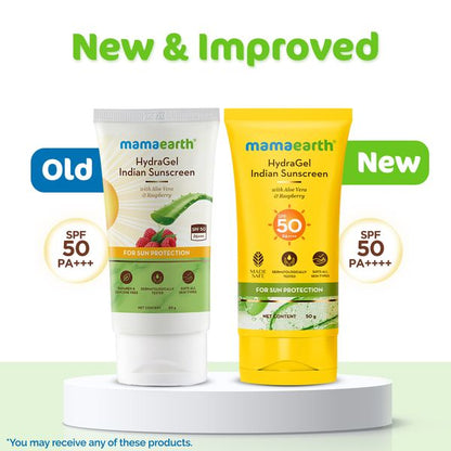 Mamaearth SPF 50 HydraGel Indian Sunscreen 50g - PUSHMYCART