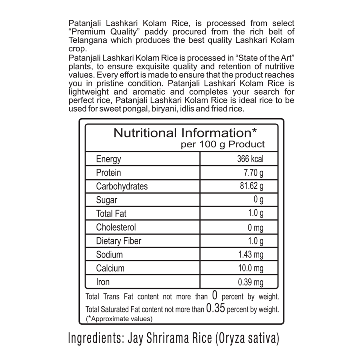 Patanjali Lashkari Kolam Rice