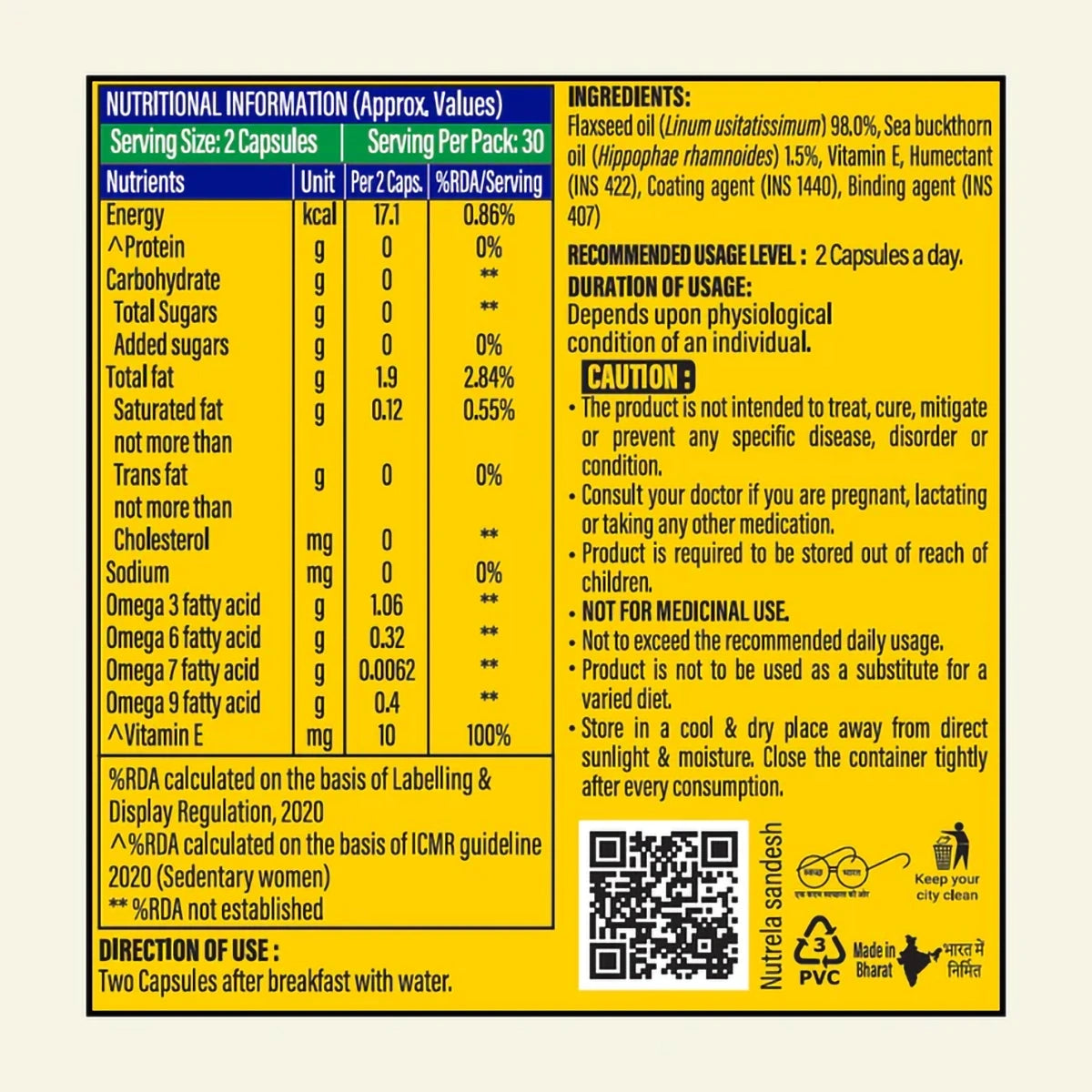 Patanjali Nutrela Organic Omega 3 6 7 & 9