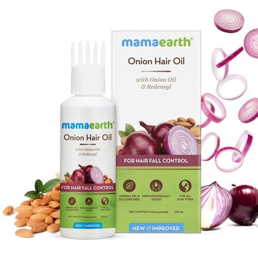 Mamaearth Onion Hair Oil for Hair Regrowth and Hair Fall Control - PUSHMYCART