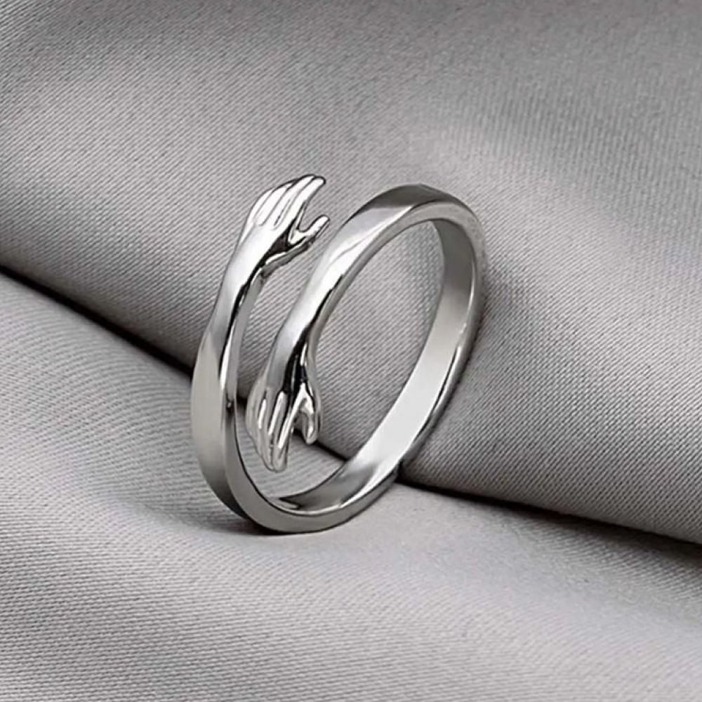 Jewels Galaxy Adjustable Finger Hug Shaped Contemporary Ring (Silver)