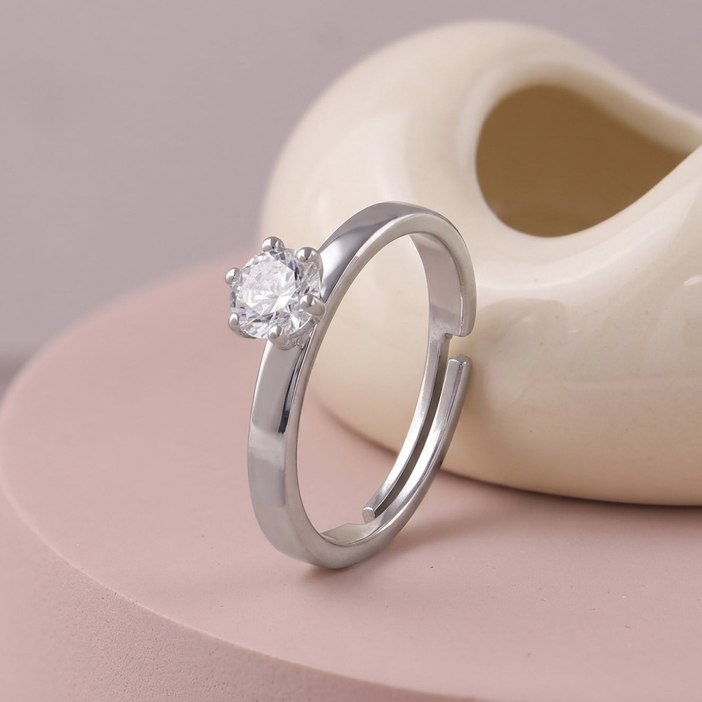 GIVA Snowfall Solitaire Ring (Silver)