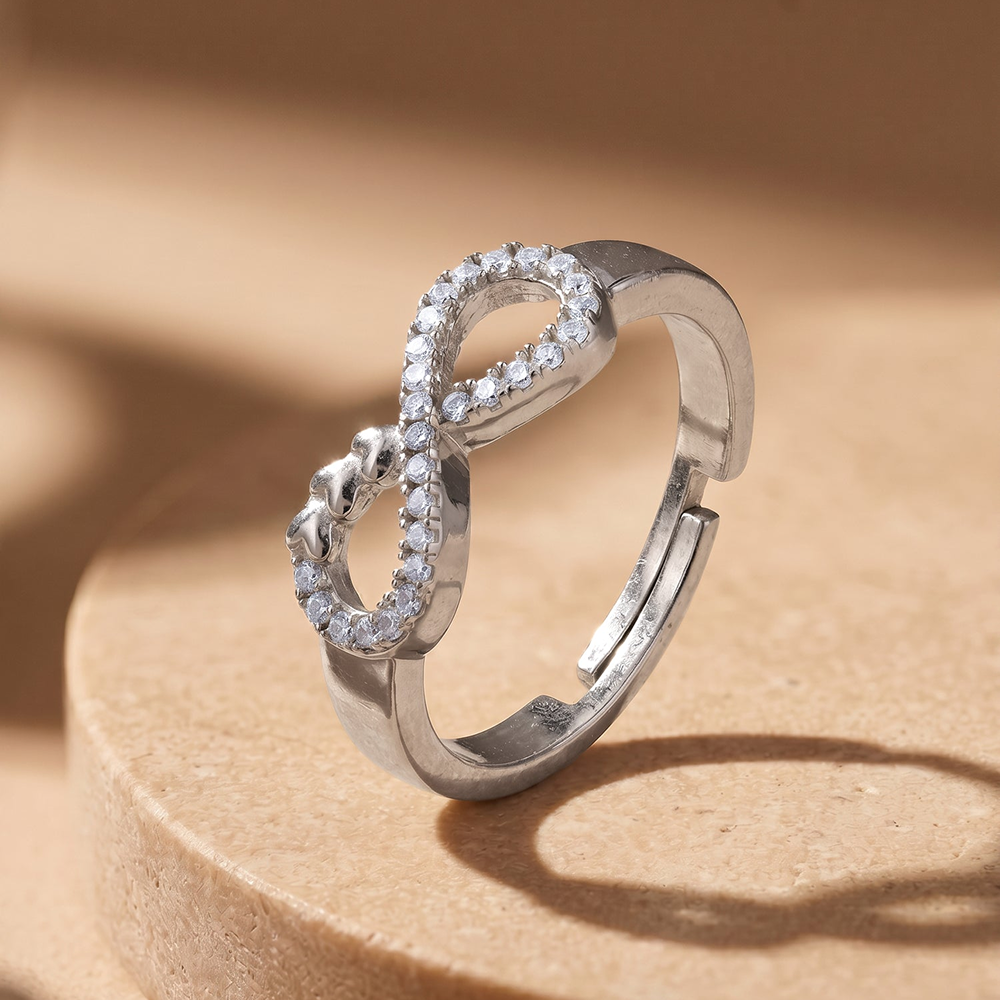 GIVA Infinity Heart Design Adjustable Rings (Silver)